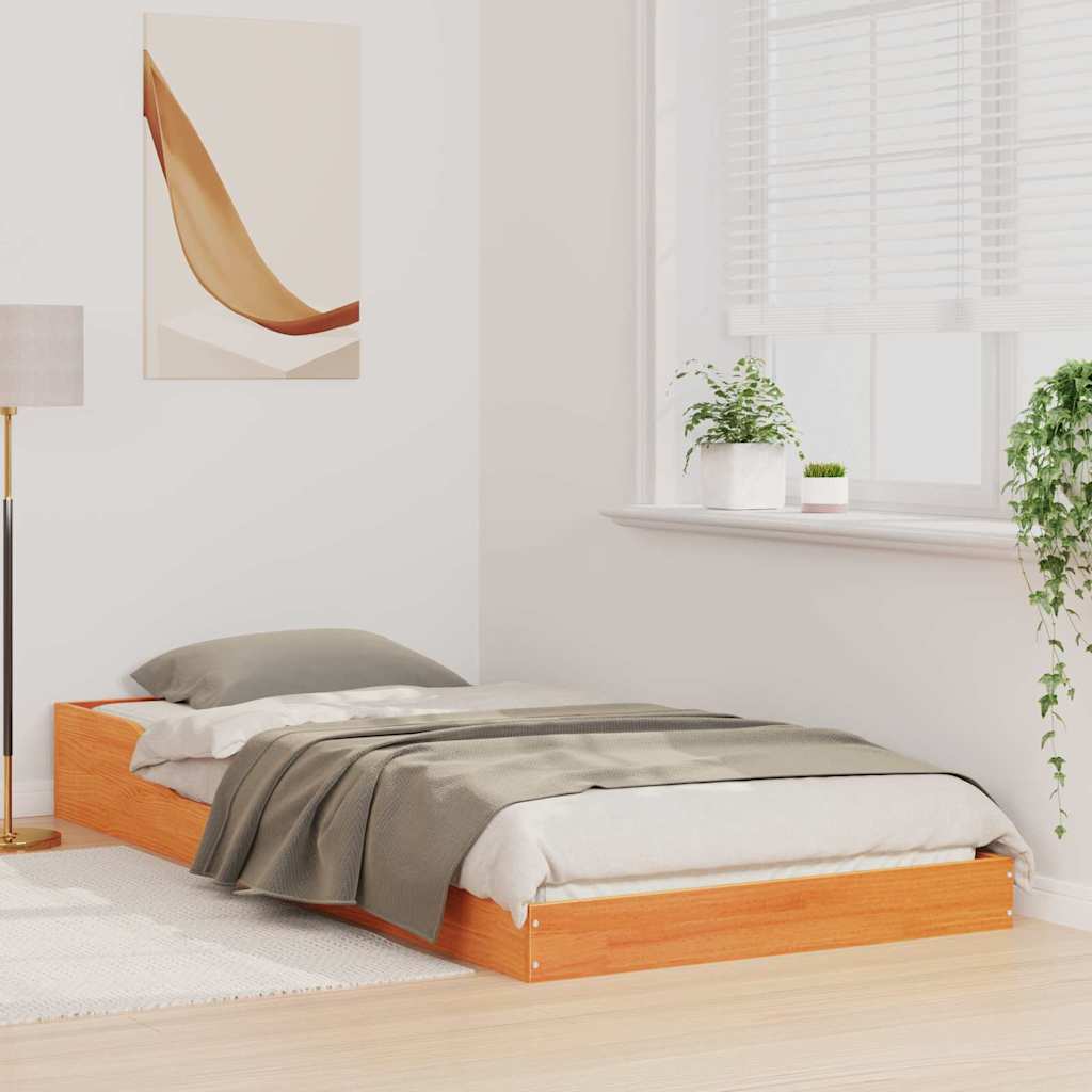 Bettgestell Wachsbraun 90 x 200 cm Massivholz Kiefer